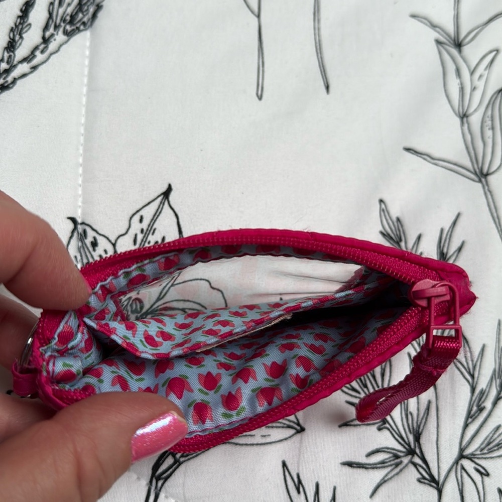 Vera Bradley Zip ID in Peacock Pink with Tulip interior EUC - Picture 5 of 7
